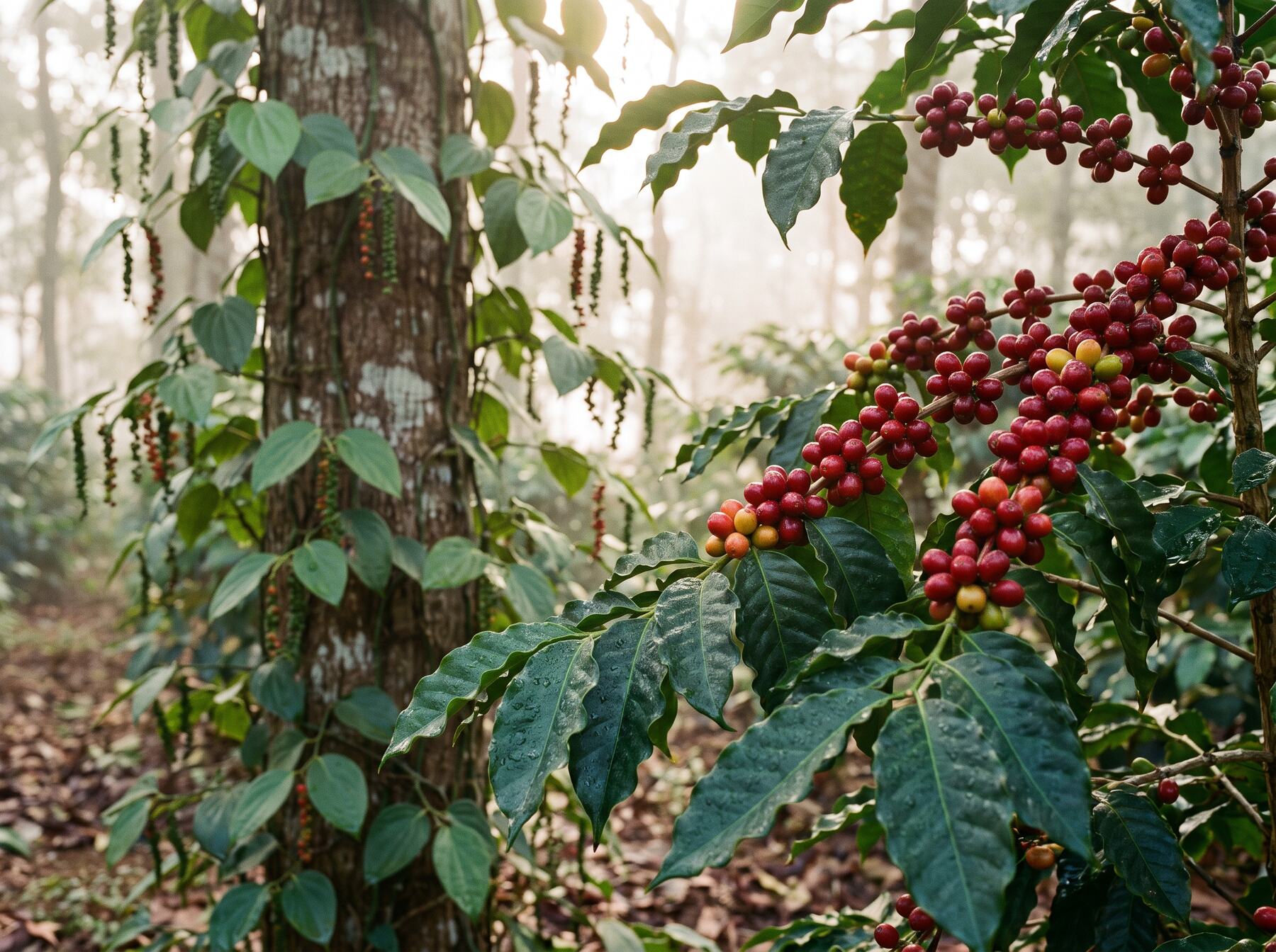 Coffee & pepper at Coorg coffee estate