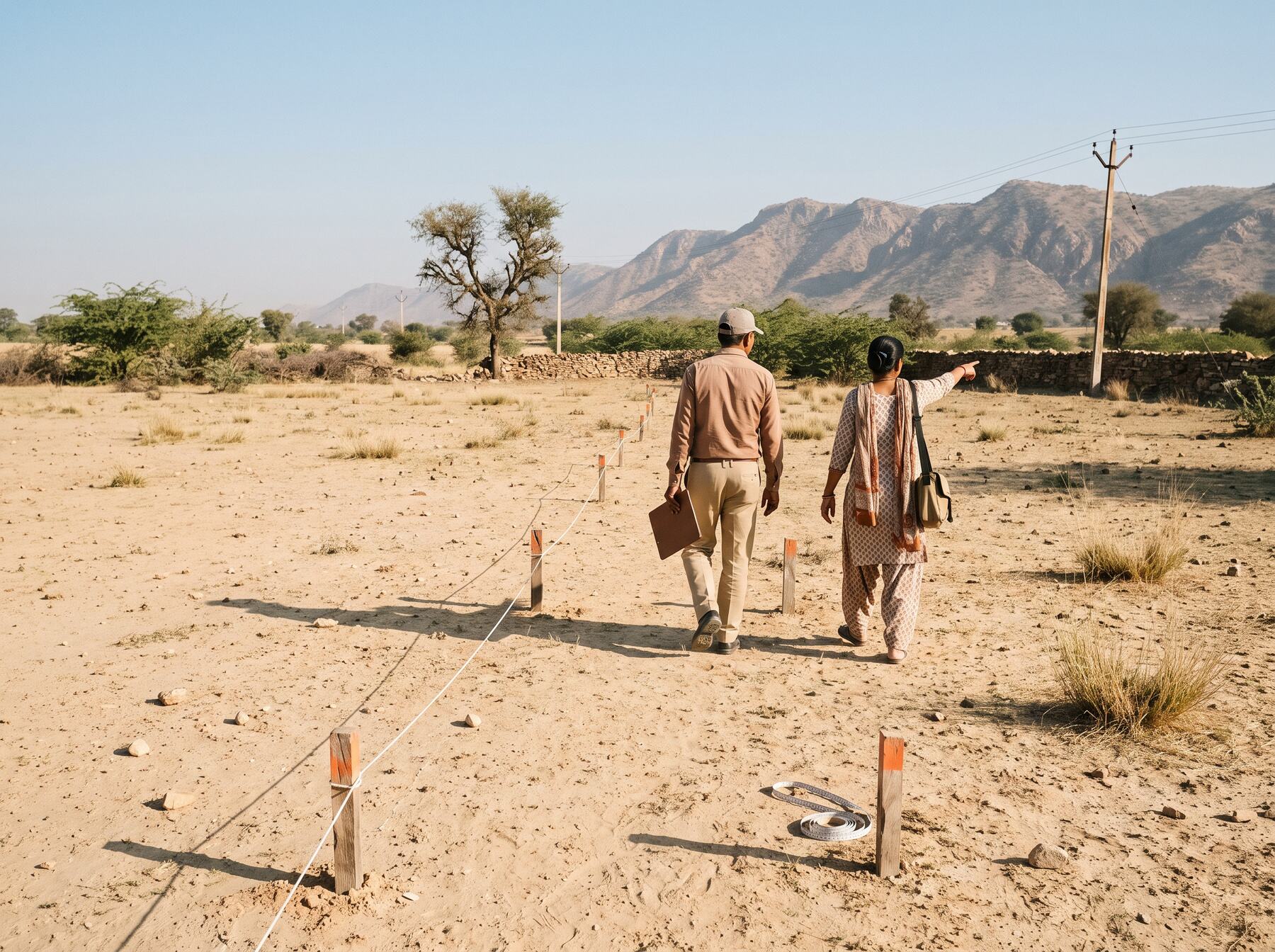 A landowner and a UGAANA agronomist walking a field together